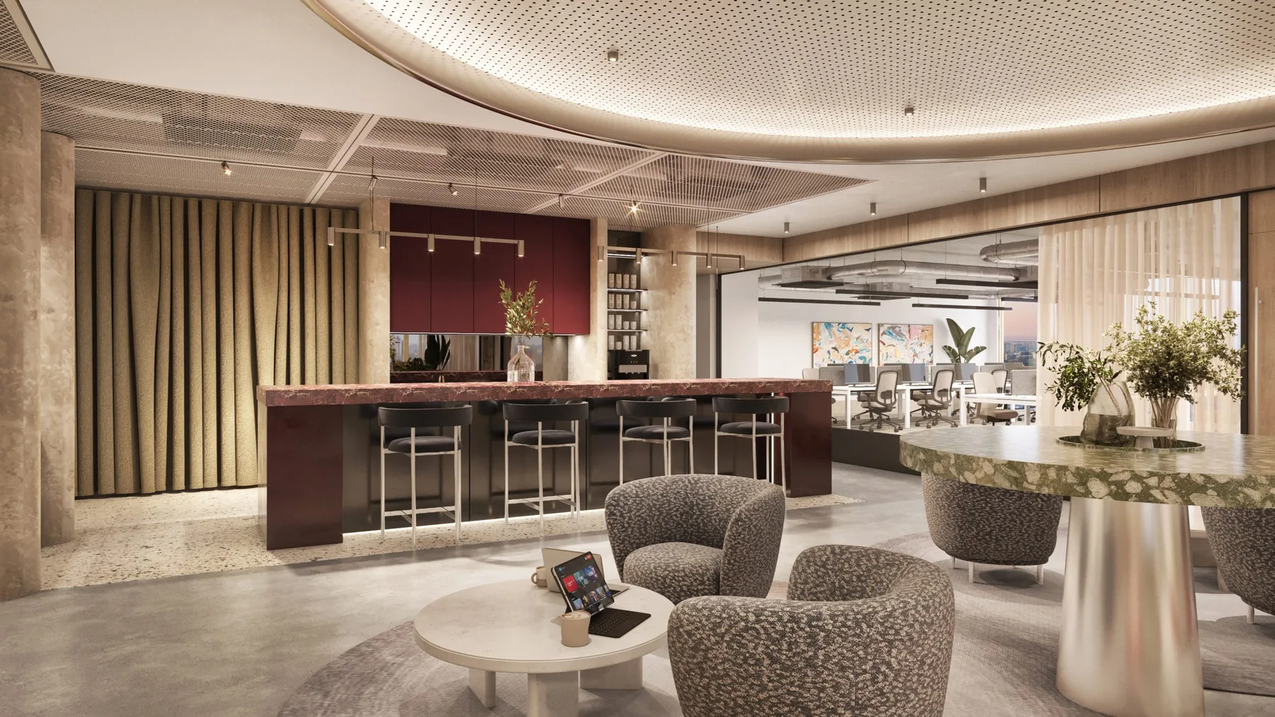 The refreshment area in the Gilbanks Club Lounge at No.1 St Michael's